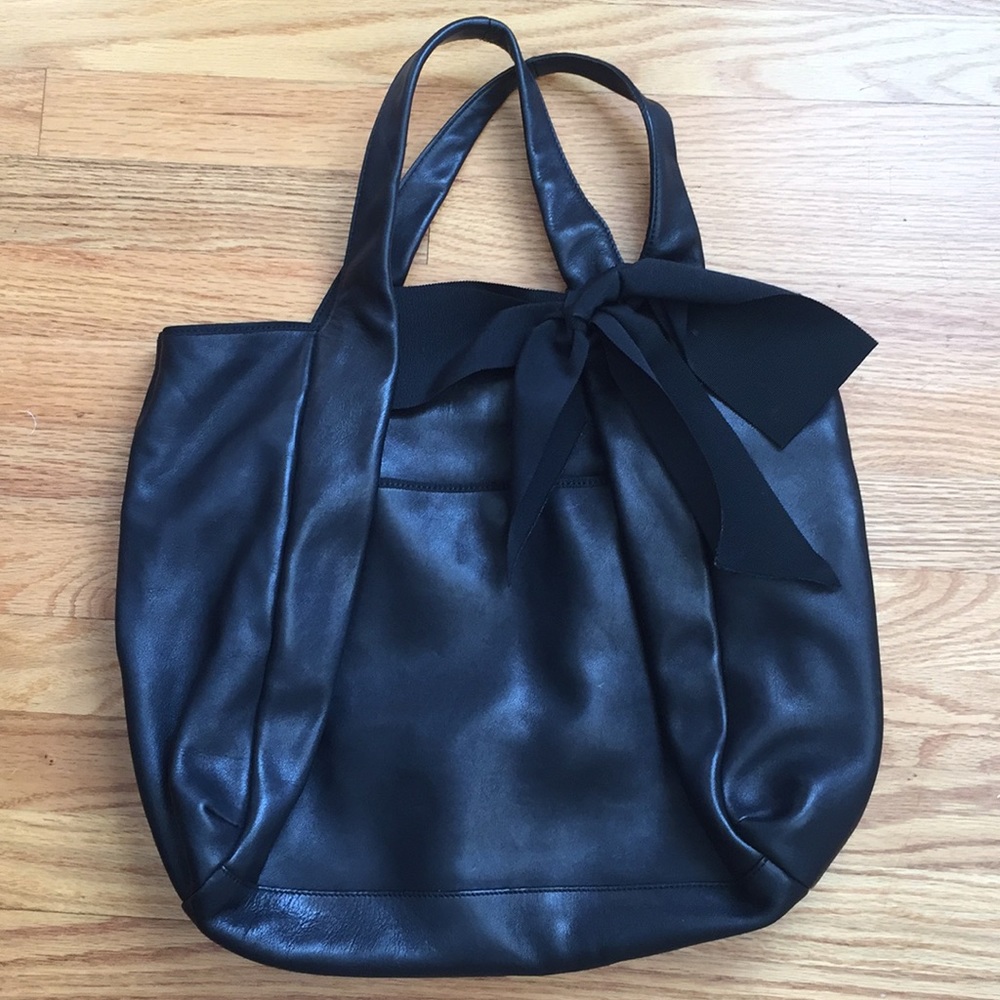 Ann Taylor Leather Tote with Bow
